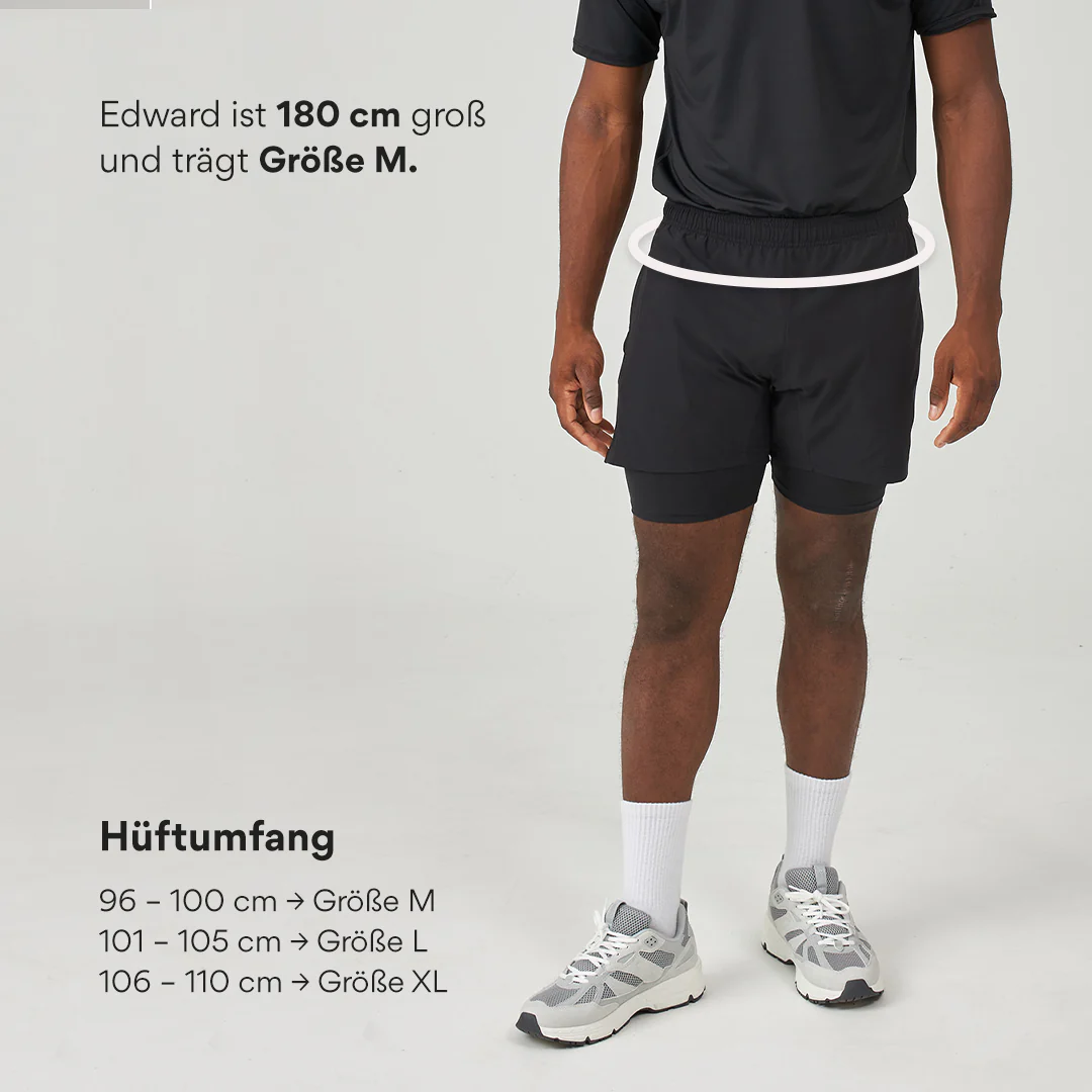 2 in 1 Shorts Herren | Schwarz - Image 9