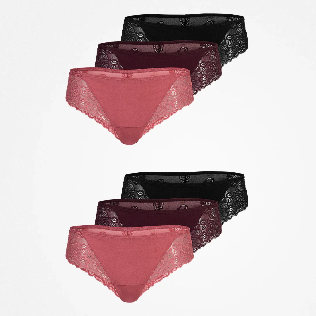 Brazilian Slips mit Spitze lace romance | Mix (Mauve/Weinrot/Schwarz) - Image 11
