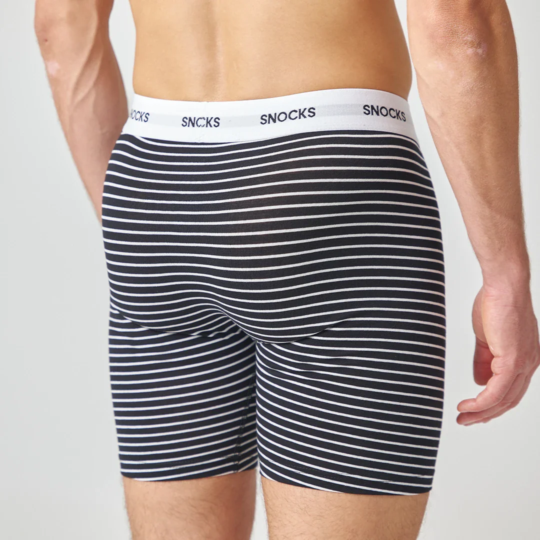 Lange Boxershorts mit Streifen | Schwarz - Image 3