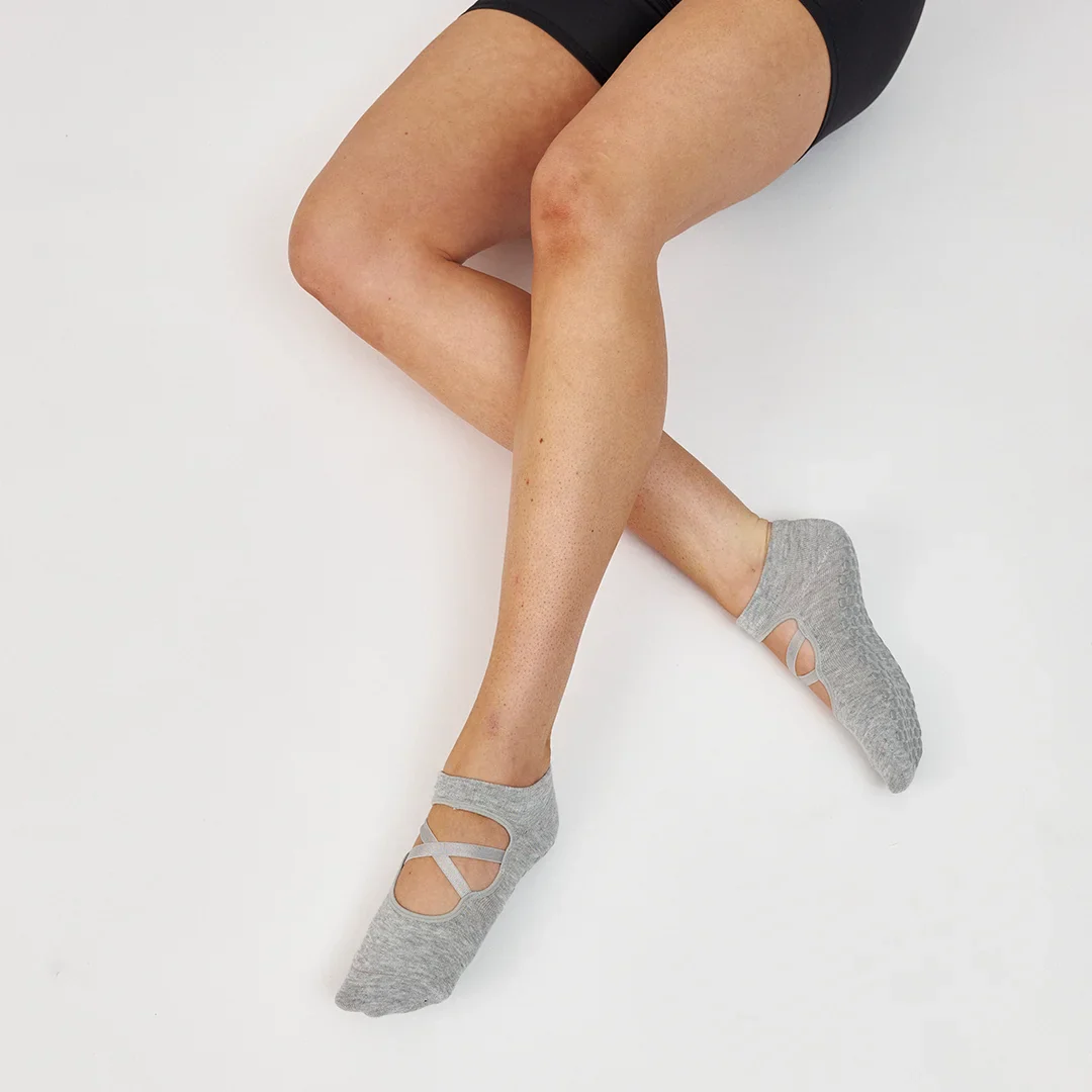 Pilates Socken mit Riemchen | Mix (Schwarz/Grau) - Image 5