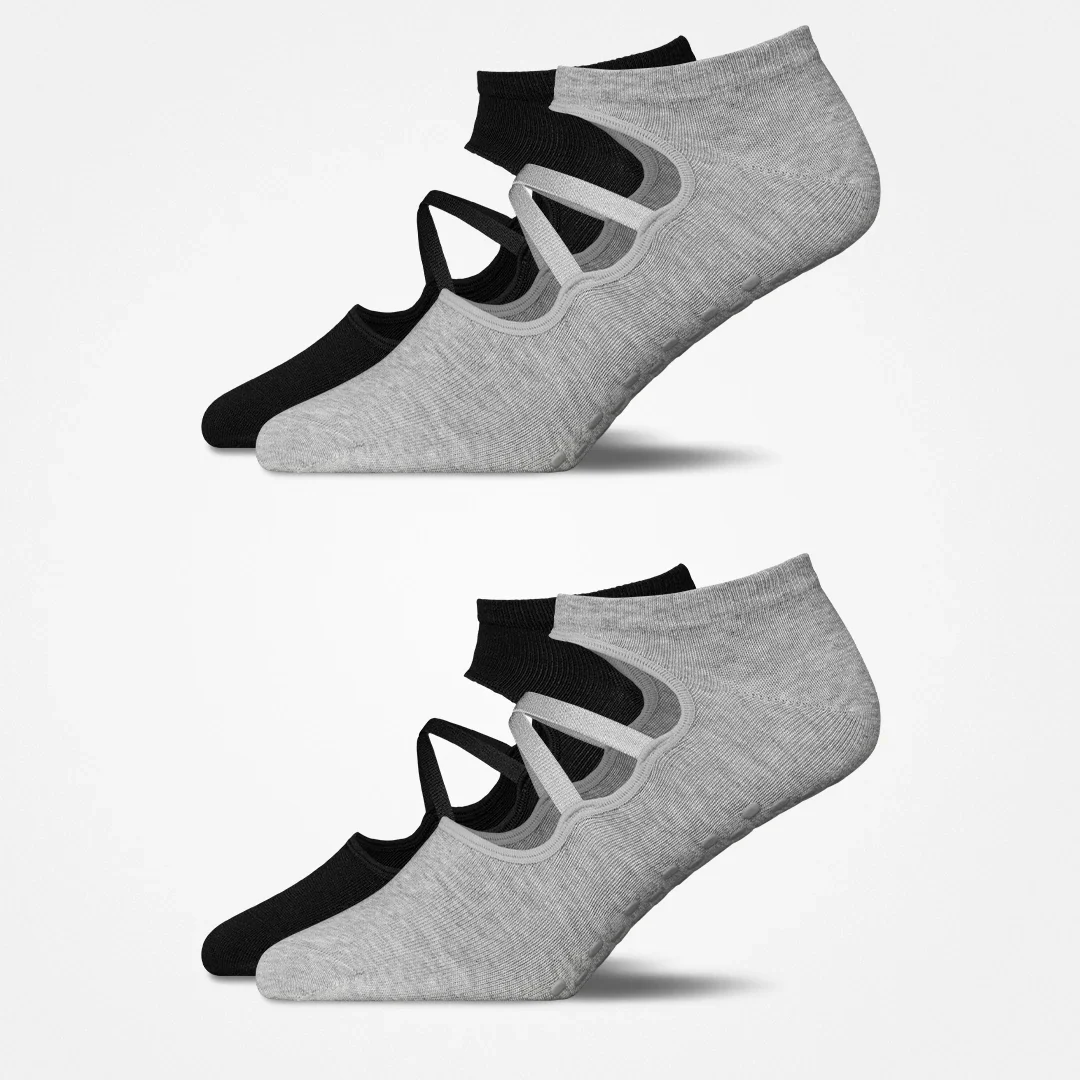 Pilates Socken mit Riemchen | Mix (Schwarz/Grau) - Image 8