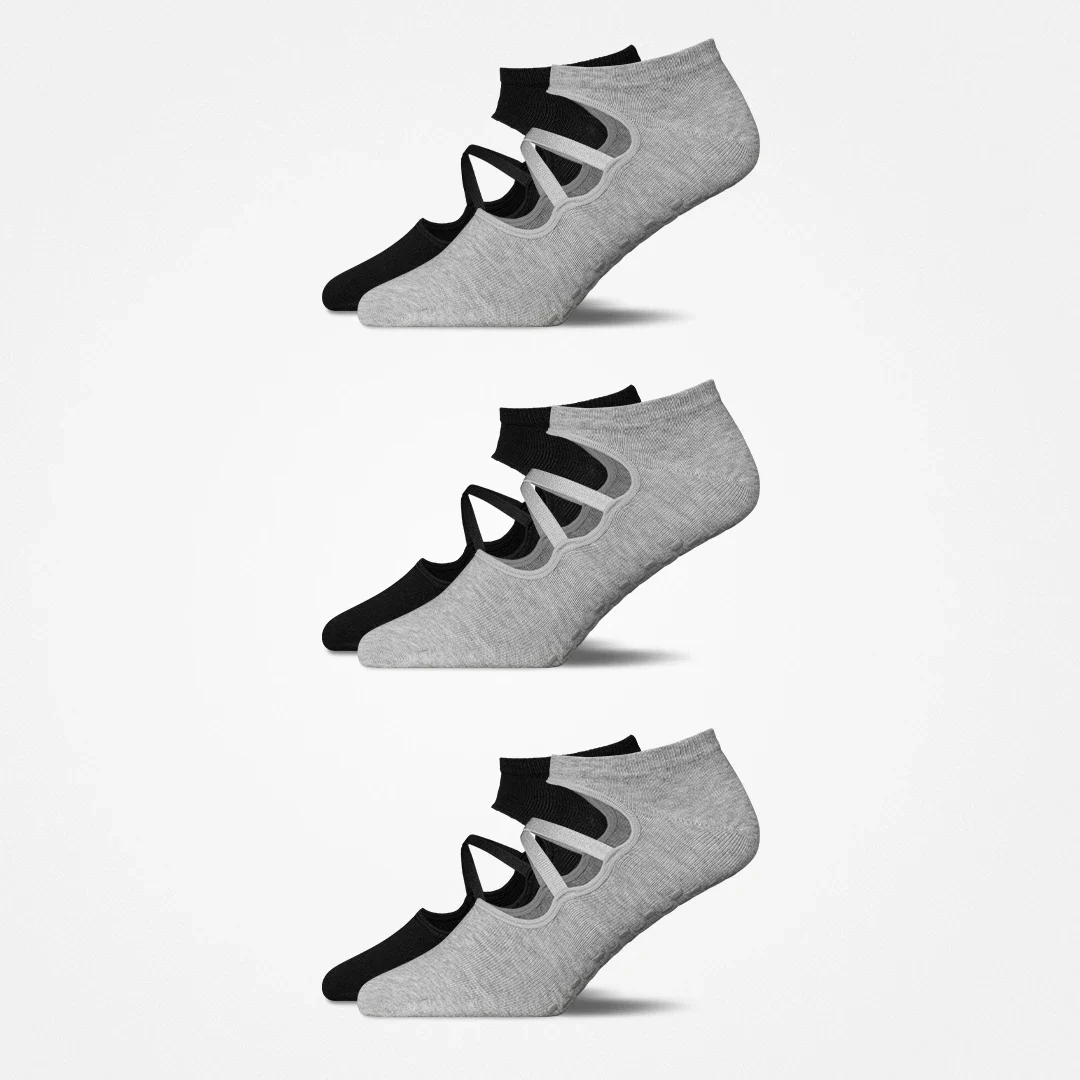 Pilates Socken mit Riemchen | Mix (Schwarz/Grau) - Image 9