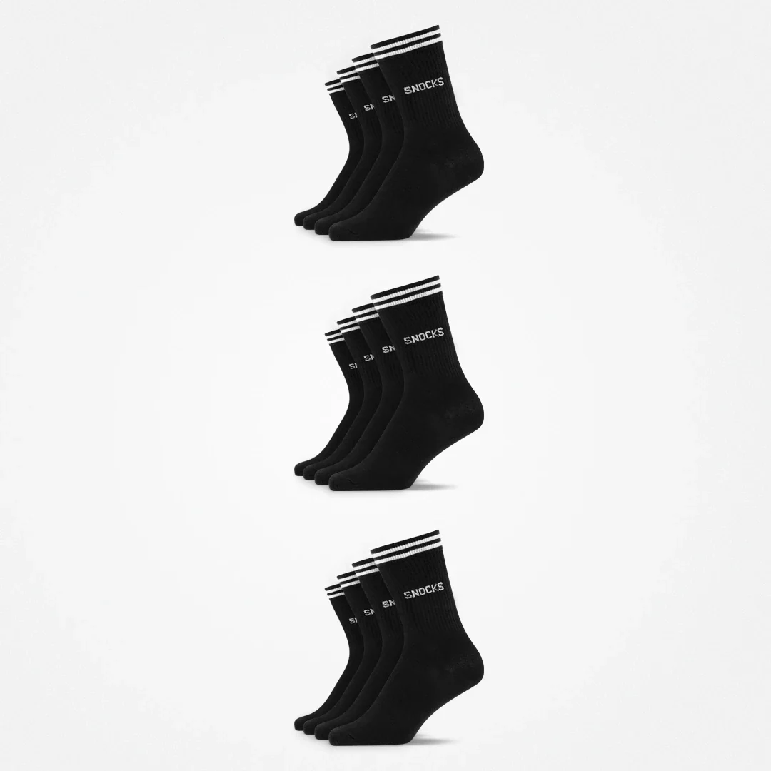Hohe Sportsocken mit Streifen | Schwarz - Image 10