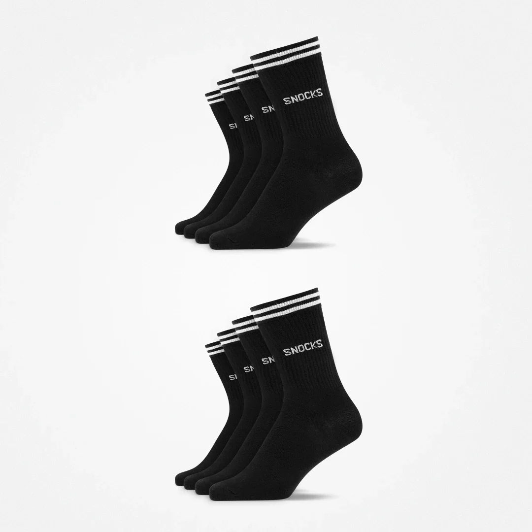 Hohe Sportsocken mit Streifen | Schwarz - Image 9