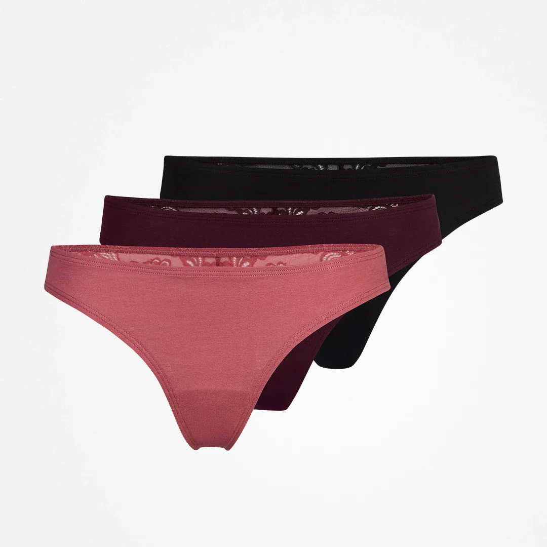 Tangas mit Spitze back ass | Mix (Mauve/Weinrot/Schwarz) - Image 7
